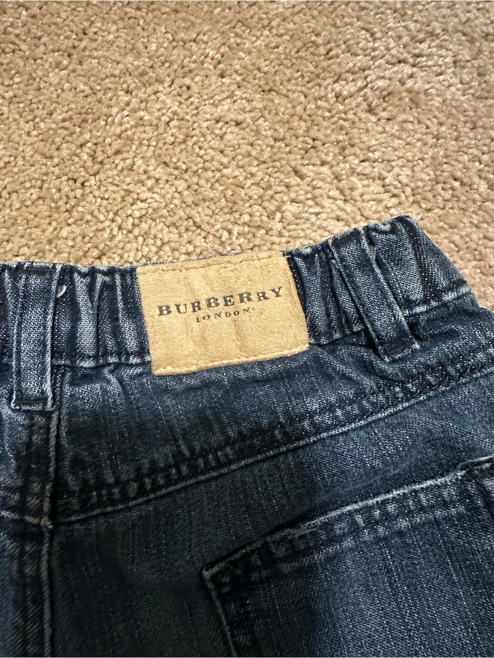 Burberry Blue Rolled-Cuff boys Jeans with Iconic Check Lining